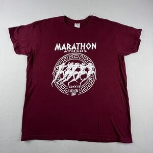 B&C Collection Marathon Athens Greece T-Shirt Mens XL Burgundy Tourist Tee Retro